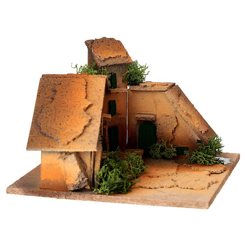 Piazza con case presepe 3 cm sughero dipinto 10x15x15 cm 3