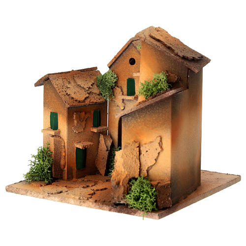 Alley with arch nativity scene 3 cm wood cork 15x15x15 cm 3