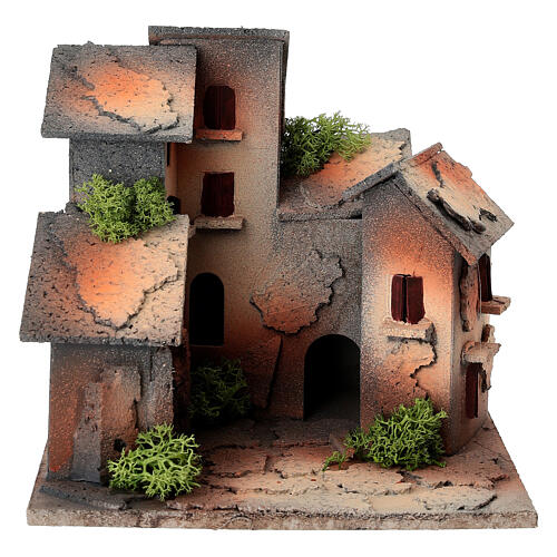 Praça para presépio 3 cm com casas rústicas 15x15x15 cm 1