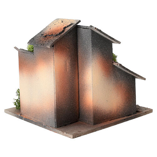 Praça para presépio 3 cm com casas rústicas 15x15x15 cm 4