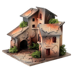 Nativity Square with 3 cm Rustic Houses 15x15x15 cm