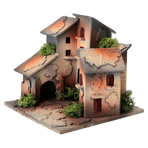 Nativity Square with 3 cm Rustic Houses 15x15x15 cm 2
