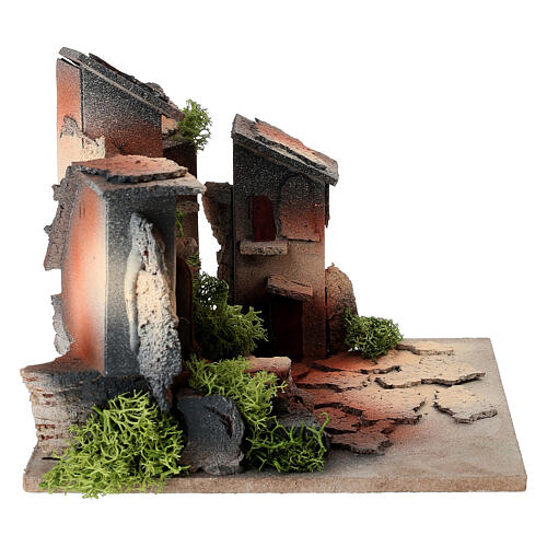 Piazzetta presepe 3 cm con scale sughero 12x15x15 cm 3