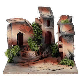 Praça de presépio 3 cm com escadas em cortiça 12x15x15 cm