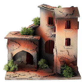 Gruppo casette presepe 3-4 cm legno sughero 15x15x15 cm