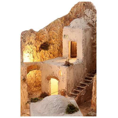 Orientalische Dorfkulisse – neapolitanische Krippenlandschaft mit Beleuchtung und Bewegungsfunktion, für 14 cm Krippe, 80 × 95 × 120 cm, Modul 1 5