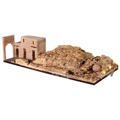 Scenografia 110x50 cm presepe Pasquale per statuine 9-10 cm sepolcro 3