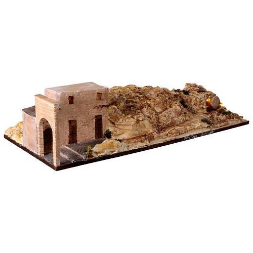 Cenário iluminado 110x50 cm presépio pascoal para figuras 9-10 cm sepulcro 5