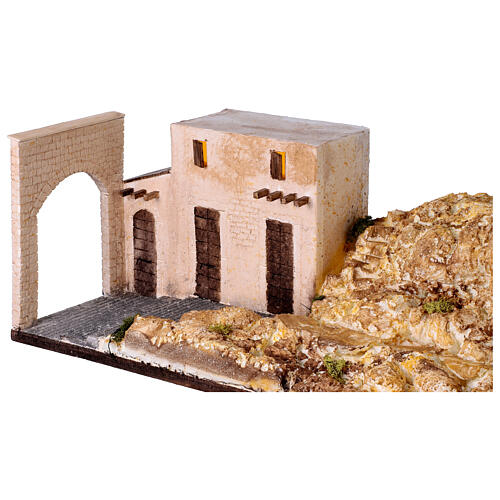 Arabische Szene mit beleuchteter Grotte 120x60 cm Osterkrippe 12-14 cm 4