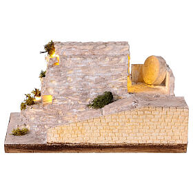 Illuminated setting of 35x25x20 cm, Jesus' Resurrection, Easter Creche of 8-10 cm