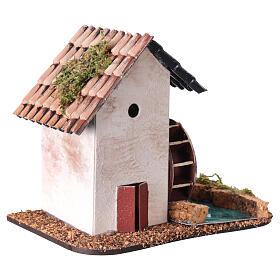 Mulino ad acqua senza movimento 15x10x10 cm presepe 8-10 cm