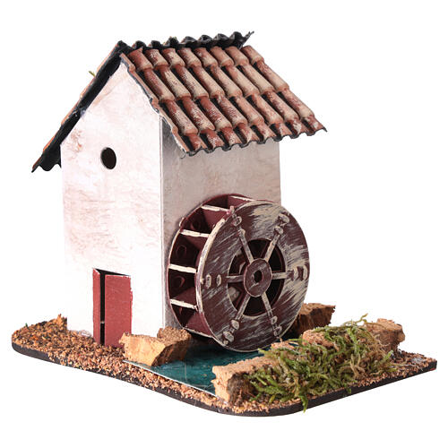 Mulino ad acqua senza movimento 15x10x10 cm presepe 8-10 cm 3