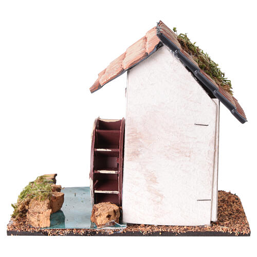 Mulino ad acqua senza movimento 15x10x10 cm presepe 8-10 cm 4
