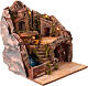 Cabaña con cascada y Natividad iluminada 35x40x30 cm belén 8-10 cm s5