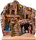 Capanna con cascata e natività illuminata 35x40x30 cm presepe 8-10 cm  s1