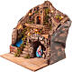 Capanna con cascata e natività illuminata 35x40x30 cm presepe 8-10 cm  s3
