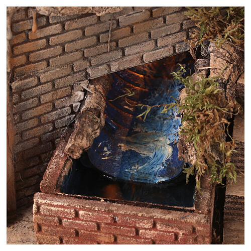 Capanna con Natività mulino cascata 55x60x45 cm presepe 8-10 cm  6