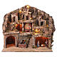 Capanna con Natività mulino cascata 55x60x45 cm presepe 8-10 cm  s1