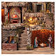 Capanna con Natività mulino cascata 55x60x45 cm presepe 8-10 cm  s2