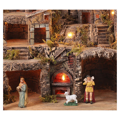 Décor crèche 10 cm complète 11 personnages résine 45x75x45 cm 6