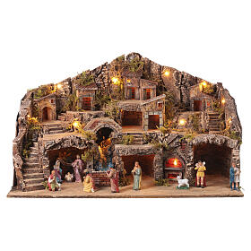 Scenografia presepe 10 cm completo 11 personaggi resina 45x75x45 cm
