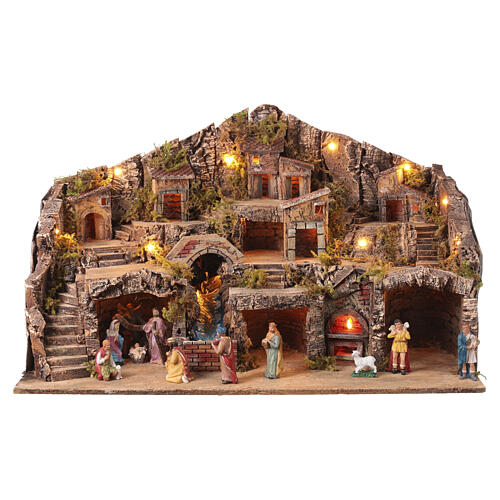 Scenografia presepe 10 cm completo 11 personaggi resina 45x75x45 cm 1