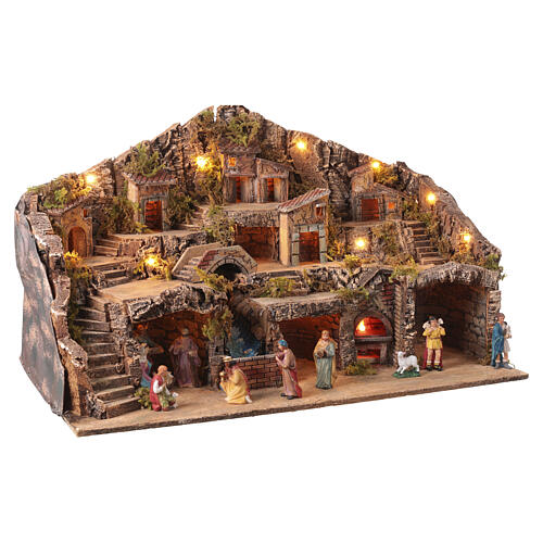 Scenografia presepe 10 cm completo 11 personaggi resina 45x75x45 cm 3