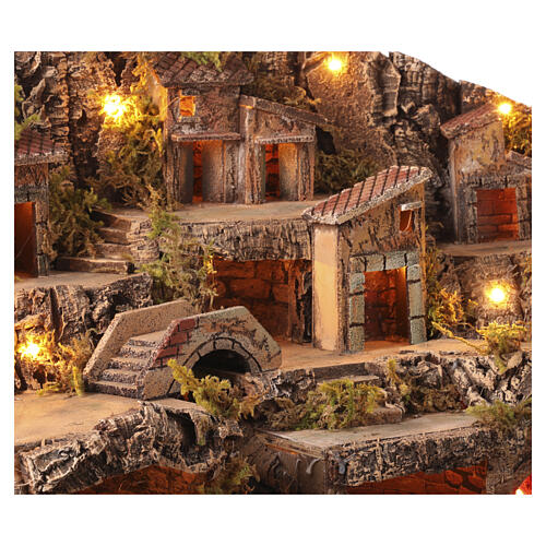 Scenografia presepe 10 cm completo 11 personaggi resina 45x75x45 cm 7