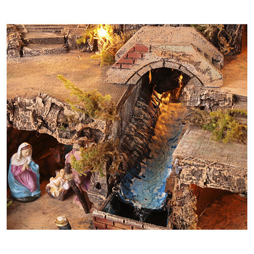 Scenografia presepe 10 cm completo 11 personaggi resina 45x75x45 cm 8