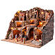 Borgo presepe Napoletano 10 cm completo 13 pz luci cascata forno mulino vento 80x65x60 cm s4