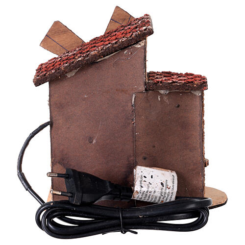 Small house with functioning windmill for 6-8 cm Nativity Scene, 15x10x15 cm 4