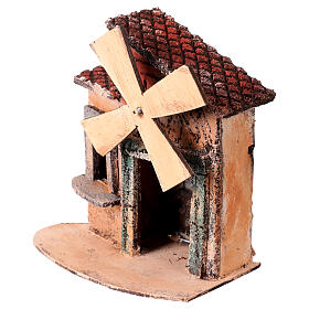 Casetta con mulino a vento funzionante presepe 6-8 cm 15x10x15 cm