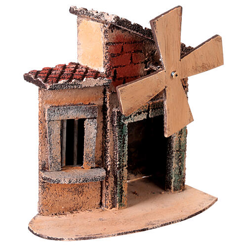 Casetta con mulino a vento funzionante presepe 6-8 cm 15x10x15 cm 3