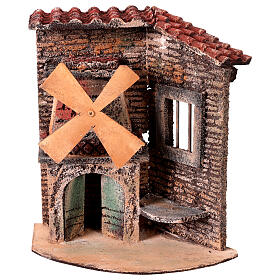 Mulino a vento a corrente 20x15x20 cm presepe 8-10 cm