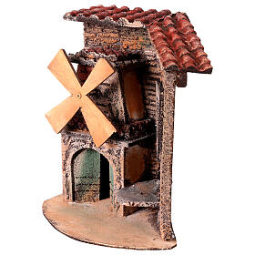 Mulino a vento a corrente 20x15x20 cm presepe 8-10 cm