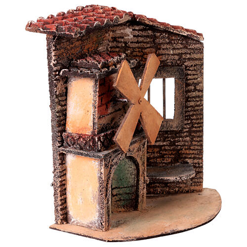 Mulino a vento a corrente 20x15x20 cm presepe 8-10 cm 3