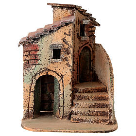 Village avec maisons et escalier crèche 6 cm 10x15x10 cm
