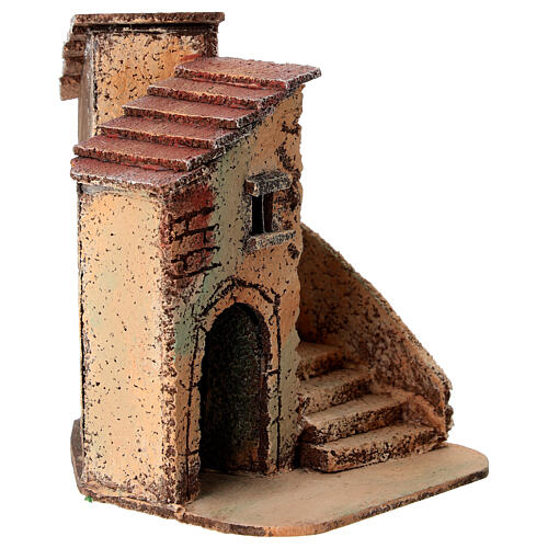 Borgo con casette e scala presepe 6 cm 10x15x10 cm 3