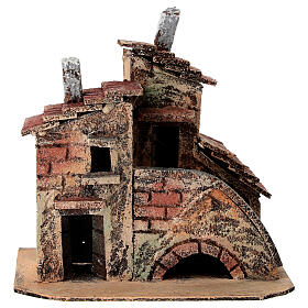 Village avec maisons et petit pont 15x15x10 cm pour crèche 4-6 cm