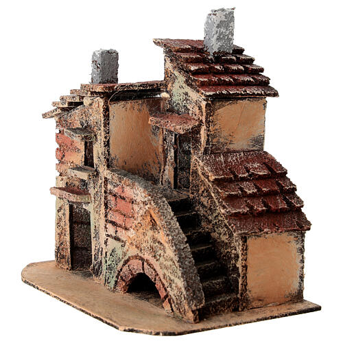 Borgo con casette e ponticello 15x15x10 cm per presepe 4-6 cm 2