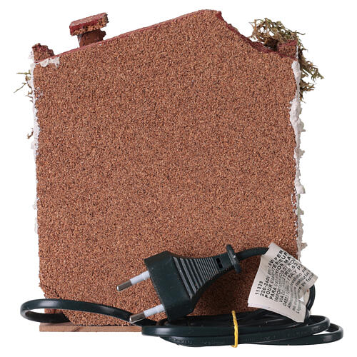 Forno a legna con lampada effetto fiamma presepe 10-12 cm 15x20x10 cm 4