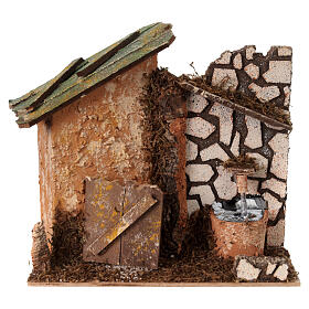 Scena presepe 8-10 cm fontana con pompa 18x20x15 cm