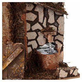 Scena presepe 8-10 cm fontana con pompa 18x20x15 cm