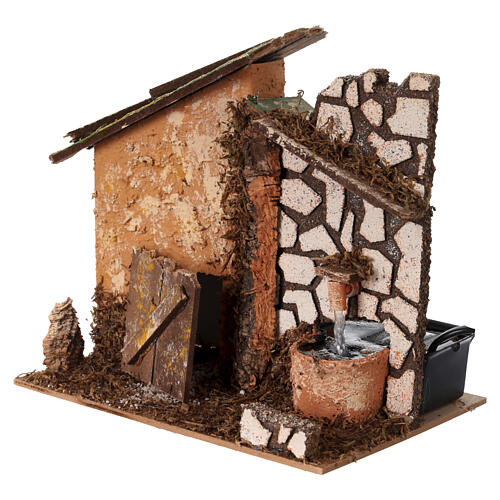Scena presepe 8-10 cm fontana con pompa 18x20x15 cm 3