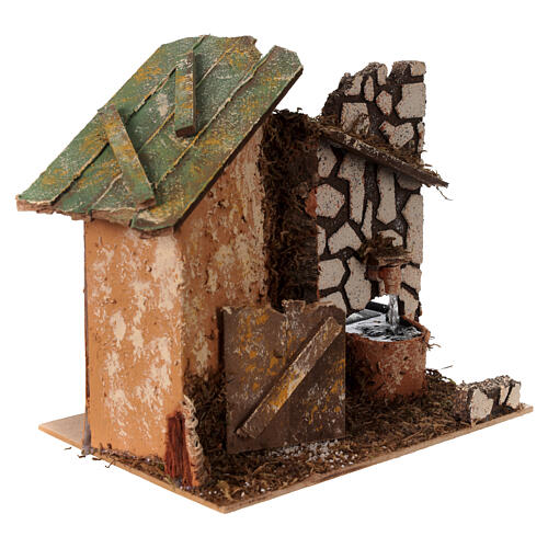 Scena presepe 8-10 cm fontana con pompa 18x20x15 cm 4