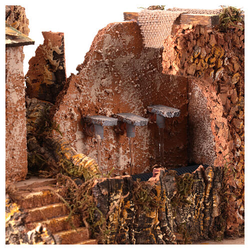 Three-jet fountain with pump and Nativity Scene setting for 10-12 cm characters, 30x25x20 cm 3