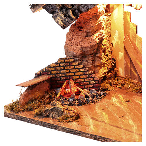 Capanna Sacra Famiglia con luce 40x60x30 cm presepe 8-10 cm 5