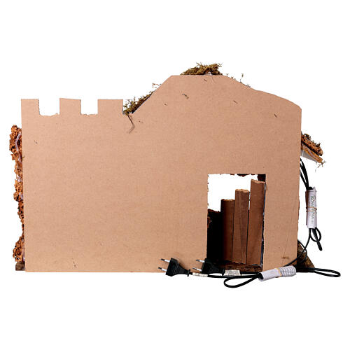 Capanna Sacra Famiglia con luce 40x60x30 cm presepe 8-10 cm 8