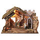 Capanna Sacra Famiglia con luce 40x60x30 cm presepe 8-10 cm s1