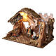 Capanna Sacra Famiglia con luce 40x60x30 cm presepe 8-10 cm s3